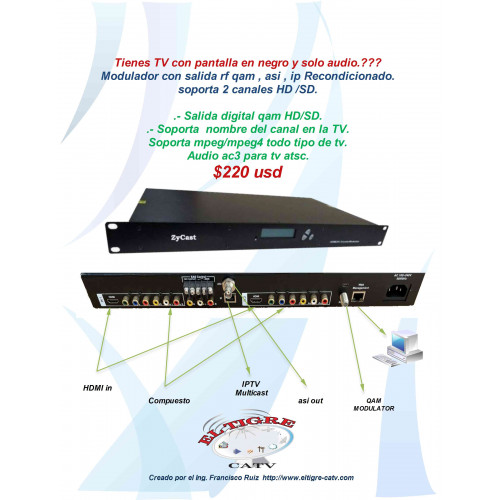 Modulator QAM /ENCODER HD mpeg 2 channels